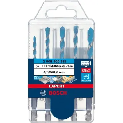 Sleva Sada příklepových vrtáků HEX-9 5 ks 4/5/6/8 mm MultiConstruction EXPERT Bosch 2608900585