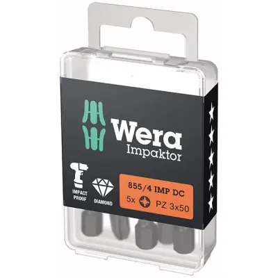 Dokud Zásoby Vydrží Bit Impaktor 1/4" DIN 3126 E6,3 PZ3 x 50 mm balení 5 ks Wera