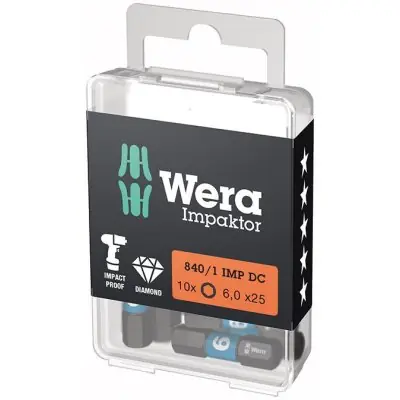 Odeslání Ihned Bit Impaktor 1/4" DIN 3126 C6,3 vnitřní šestihran 6 x 25 mm balení 10 ks Wera