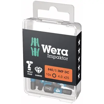 Bit Impaktor 1/4" DIN 3126 C6,3 vnitřní šestihran 4 x 25 mm balení 10 ks Wera Expresní Doručení