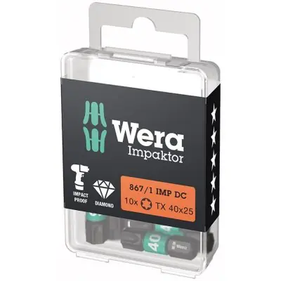 Bit Impaktor 1/4" DIN 3126 C6,3 T40 x 25 mm balení 10 ks Wera Bezpečná Platba