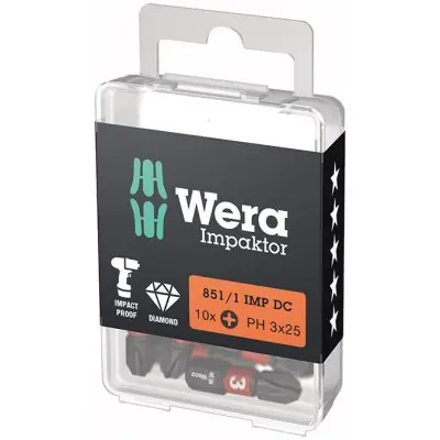 Bit Impaktor 1/4" DIN 3126 C6,3 PH3 x 25 mm balení 10 ks Wera Must-Have