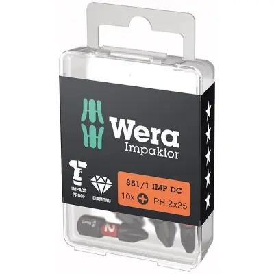 Bit Impaktor 1/4" DIN 3126 C6,3 PH2 x 25 mm balení 10 ks Wera Pouze Dnes