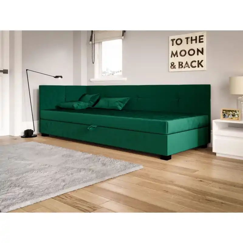 Akční Nabídka Jednolůžková čalouněná postel 100x195 LOCIKA PLUS 2 - zelená