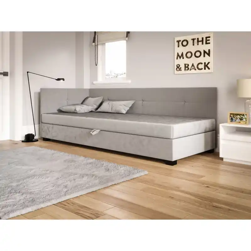Akce Jednolůžková čalouněná postel 80x195 LOCIKA PLUS 1 - světle šedá