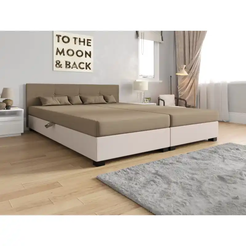 Zlevněný Manželská postel 140x200 LOCIKA DOUBLE 1 - hnědá / ecru