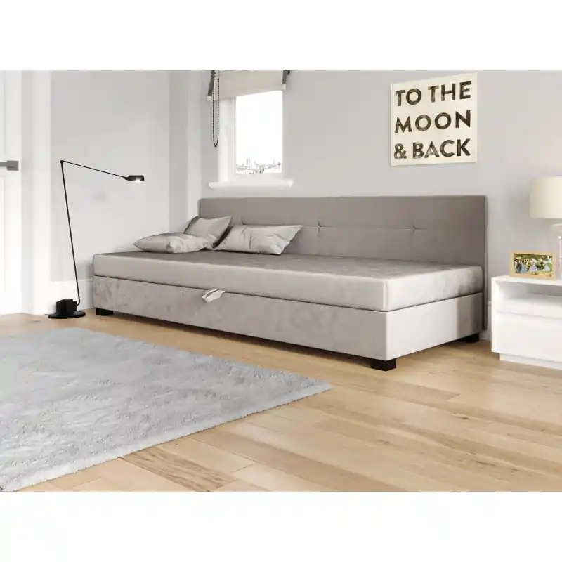 Zlevněný Jednolůžková čalouněná postel 100x195 LOCIKA BIZ 1 - světle šedá