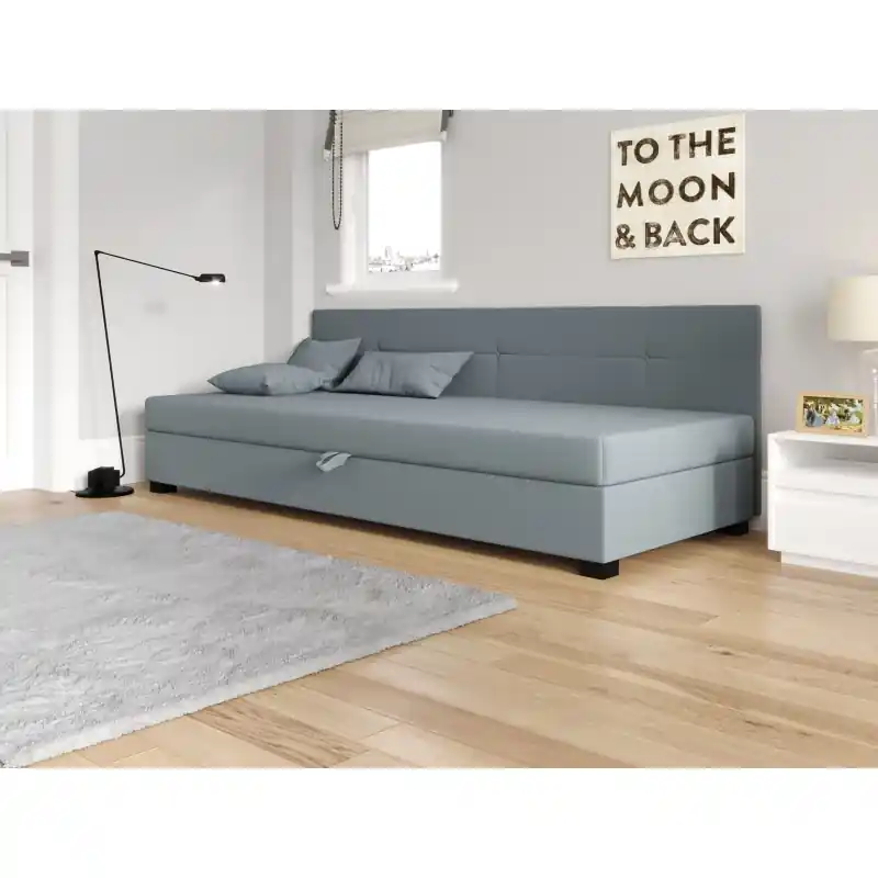 Značkový Jednolůžková čalouněná postel 100x195 LOCIKA BIZ 1 - modrošedá