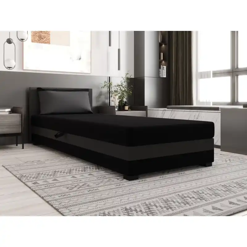 Akce Jednolůžková postel 80x195 ZAJDA 1 s úložným prostorem - černá / šedá