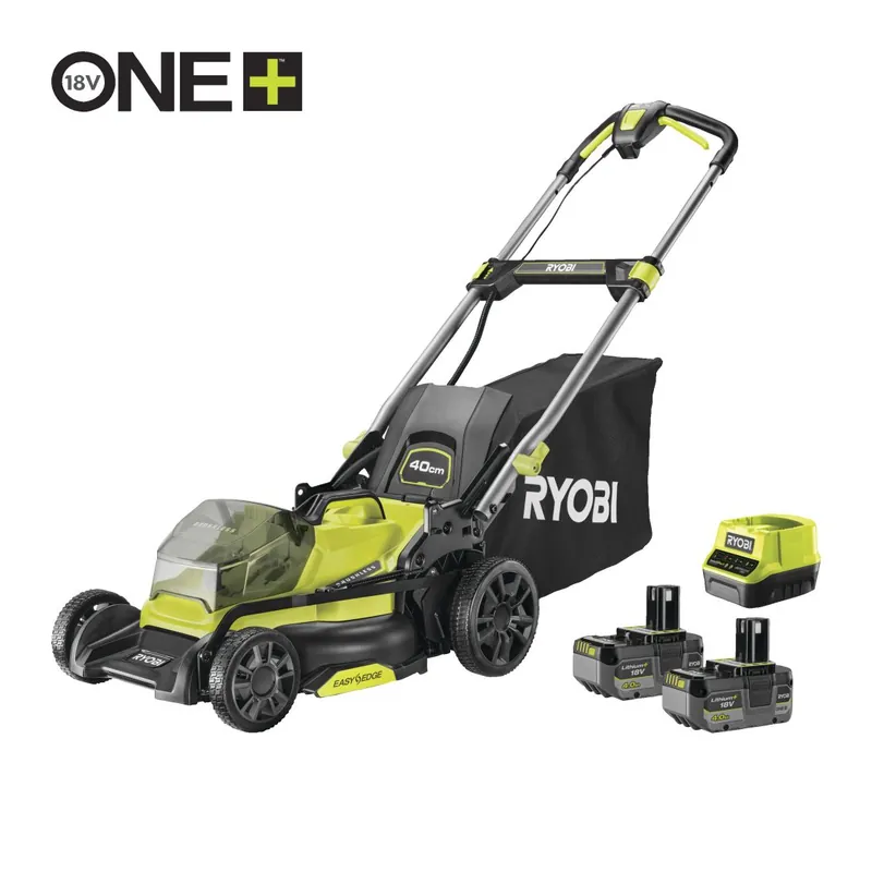 18V ONE+™ Bezuhlíková sekačka na trávu se šířkou záběru 40 cm (2 x 4,0 Ah) RY18LMX40C-240 Akce