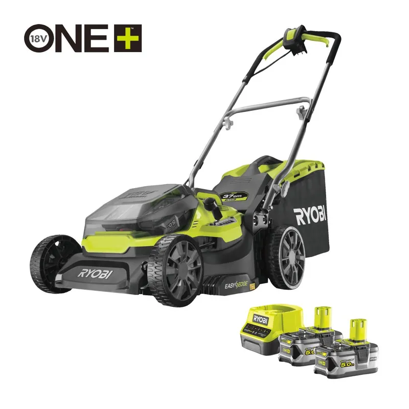 18V Akumulátorová hybridní sekačka na trávu, šířka záběru 37cm (2x5.0Ah) RY18LMH37A-250 Cenový Hit