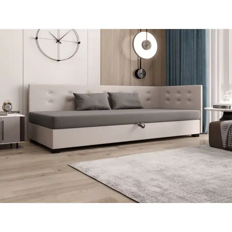 Akční Cena Jednolůžková postel 120x195 AJKA PLUS 1 - světle šedá / ecru