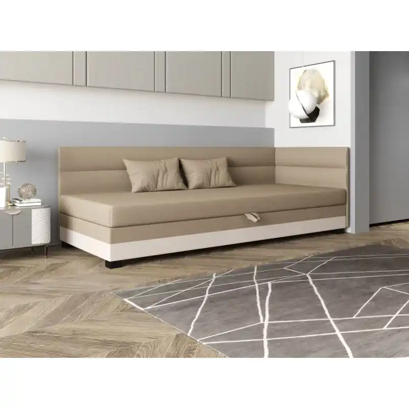 Zlevněný Jednolůžková čalouněná postel 120x195 NALINDA PLUS 2 - hnědá / ecru