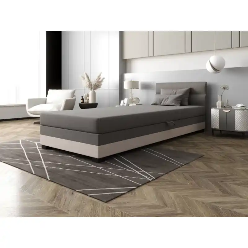 Akční Cena Jednolůžková čalouněná postel 120x195 NALINDA 2 - světle šedá / ecru