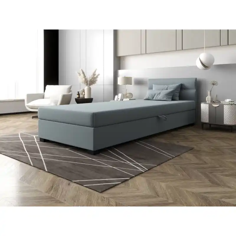 Zlevněný Jednolůžková čalouněná postel 90x195 NALINDA 2 - modrošedá