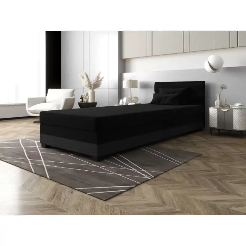 Akce Jednolůžková čalouněná postel 100x195 NALINDA 1 - černá / šedá