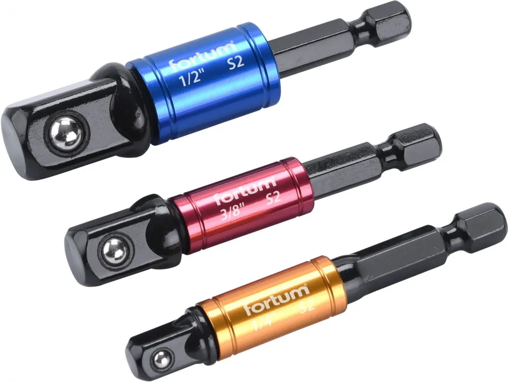Adaptéry do vrtačky s otoč.úchytem 3ks, 1/4"-3/8"-1/2", S2 Levný