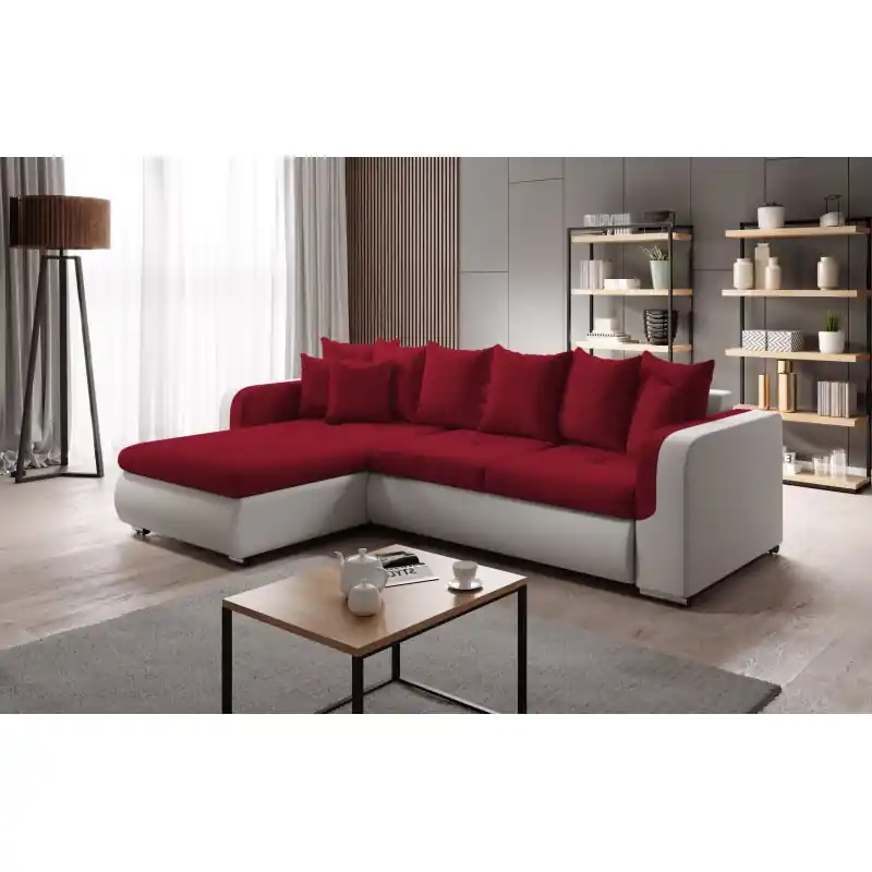 Must-Have Rohová sedací souprava DAFNI MINI - bílá / červená, levý roh
