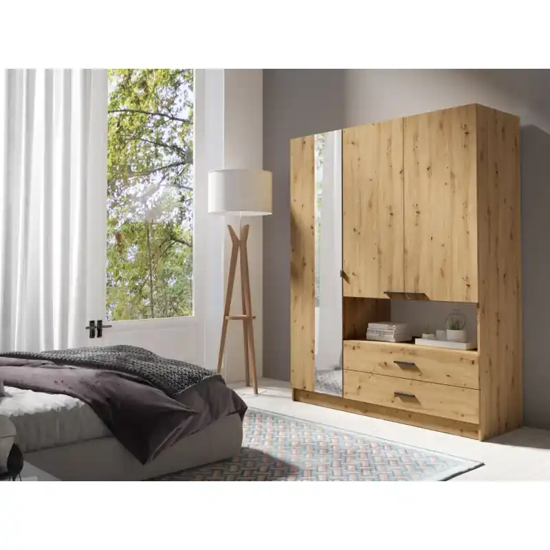 Ověřený Šatní skříň se zrcadlem 159 cm CALARCA - dub artisan