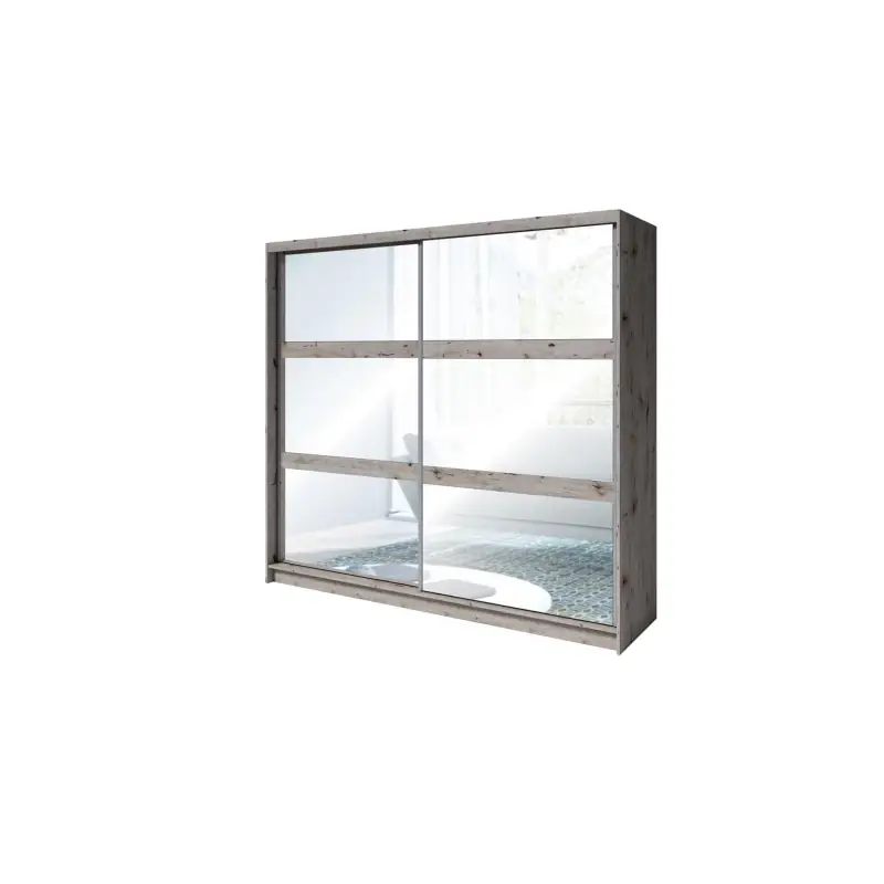 Autentický Velká zrcadlová šatní skříň 230 cm RIONERO - dub wellington