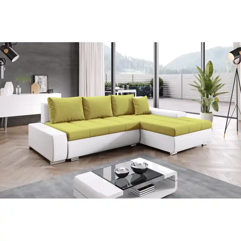 Sedací souprava s úložným prostorem CANDIDA - bílá / žlutá Must-Have