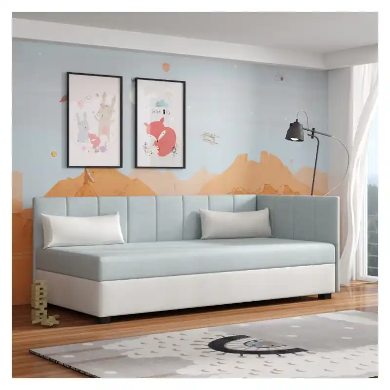 Akce Jednolůžková postel 100x195 NAYLA PLUS 1 - modro šedá / krémová