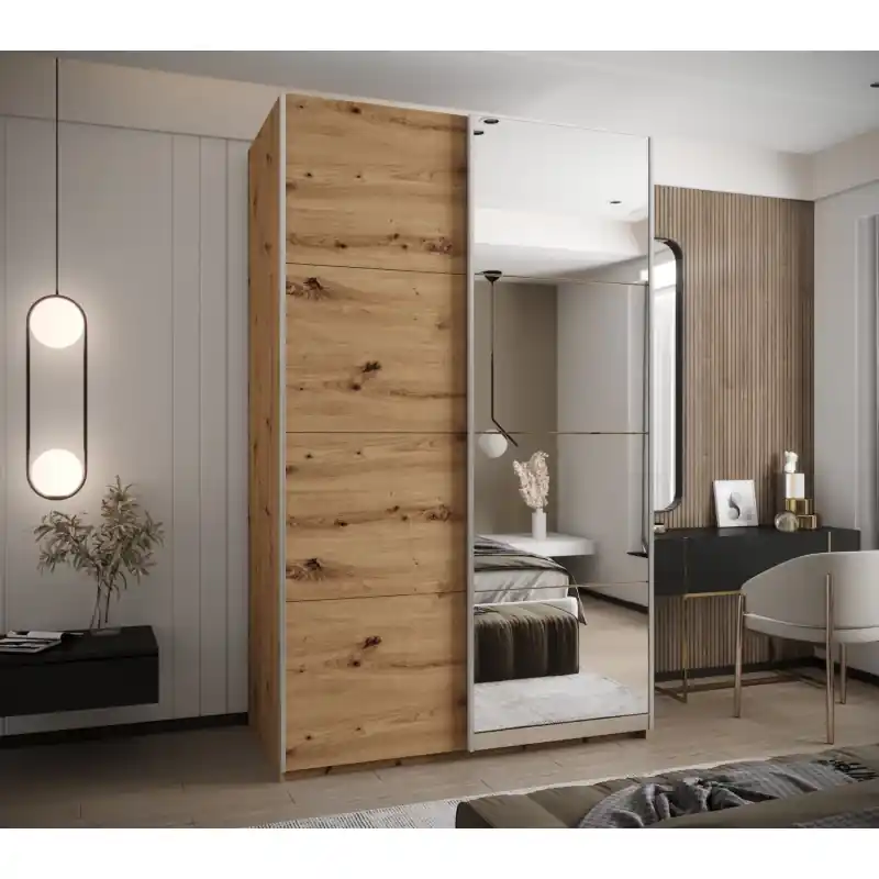 Akční Cena Dvoudveřová skříň SAMARA 3 - 150 cm, dub artisan / stříbrná
