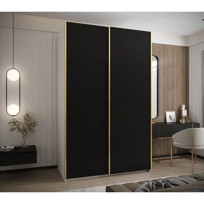 Akční Nabídka Dvoudveřová skříň SAMARA 1 - 150 cm, bílá / černá / zlatá
