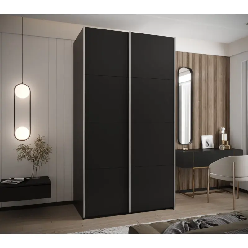Bezpečná Platba Dvoudveřová skříň SAMARA 1 - 130 cm, černá / stříbrná