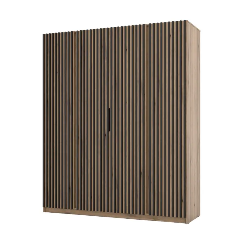 Čtyřdvéřová skříň 200 VERU - černá / dub evoke / dub evoke Must-Have