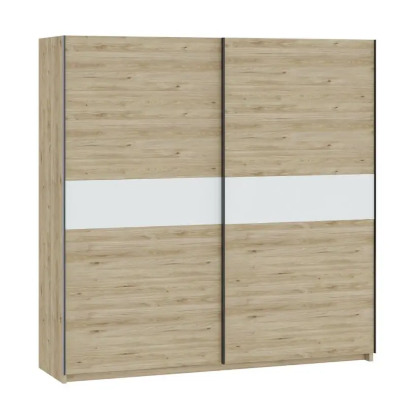 Poslední Šance Šatní skříň 200 cm RANDLER - ořech hickory / bílá