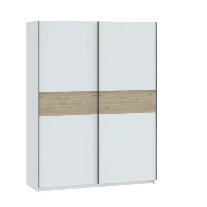 Šatní skříň 151 cm RANDLER - bílá / ořech hickory Speciální Cena