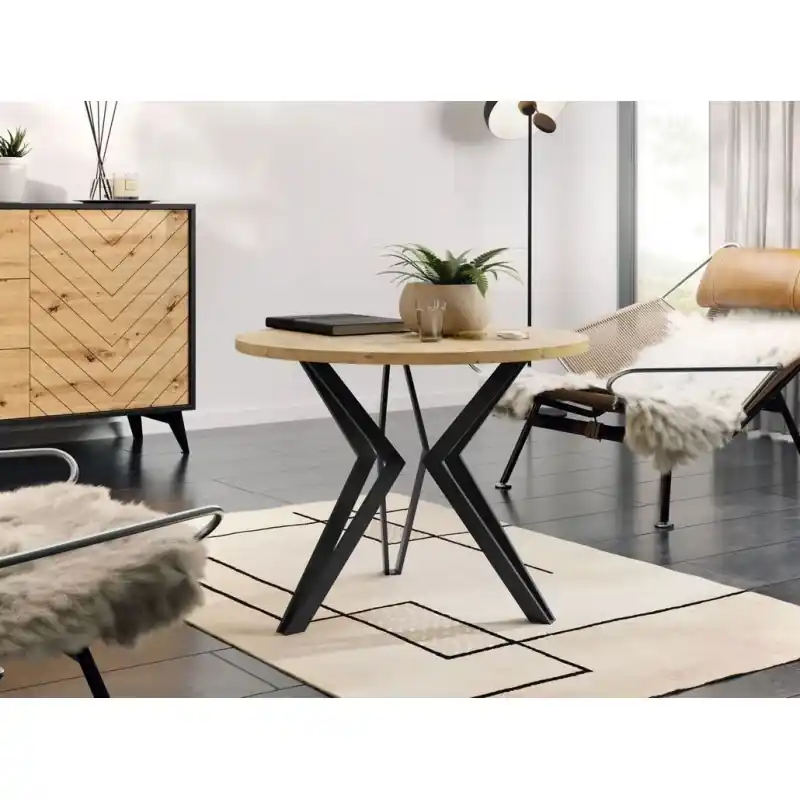 Aktuální Kulatý konferenční stolek BURNET 2 - dub artisan / černý