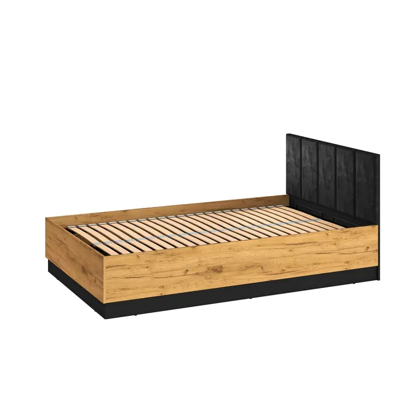 Bezpečná Platba Jednolůžková postel 120x200 SABEL s úložným prostorem - černá / dub craft zlatý
