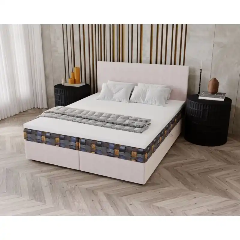 Akce Čalouněná postel 180x200 OTILIE 3 s úložným prostorem - béžová + vzor