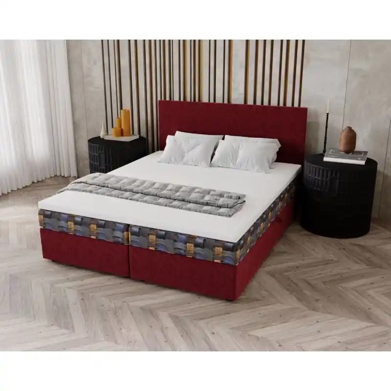 Výhodná Nabídka Čalouněná postel 140x200 OTILIE 3 s úložným prostorem - červená + vzor
