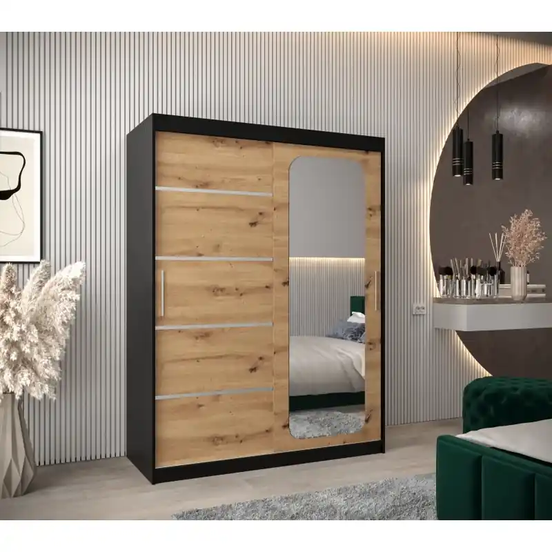 Zrcadlová skříň DONICELA 3 - 150 cm, černá / artisan Finální Výprodej