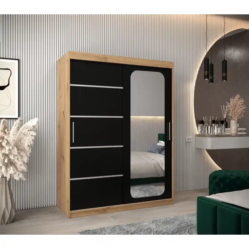 Zrcadlová skříň DONICELA 3 - 150 cm, artisan / černá Cenový Hit