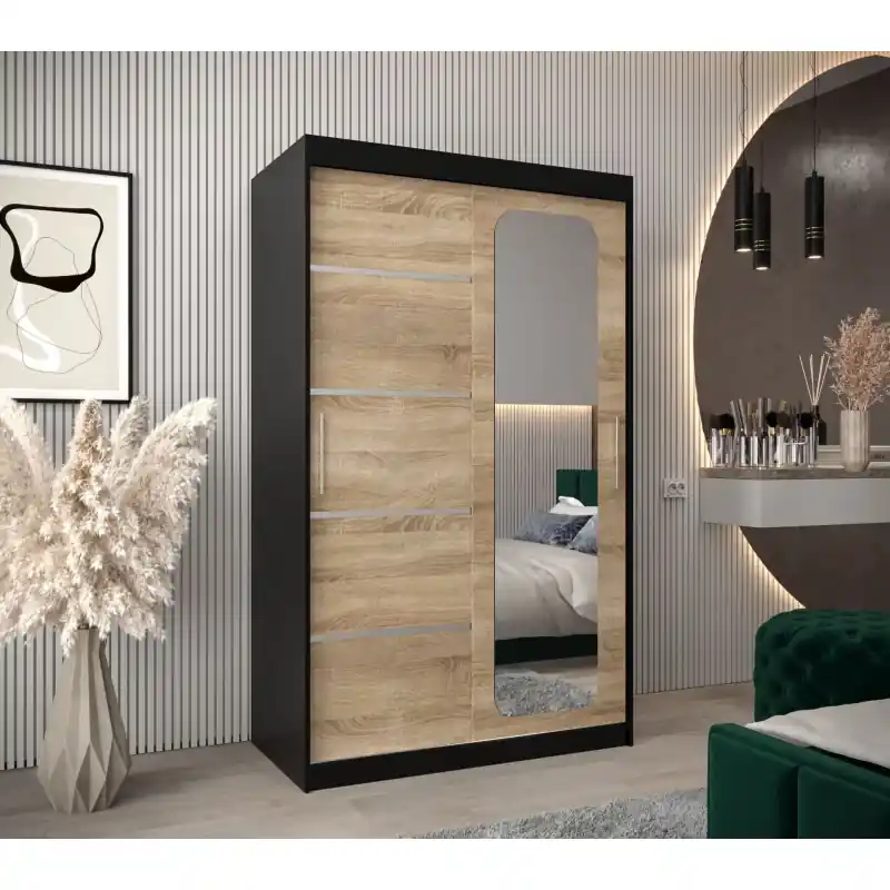 Zrcadlová skříň DONICELA 3 - 120 cm, černá / sonoma Koupit Online