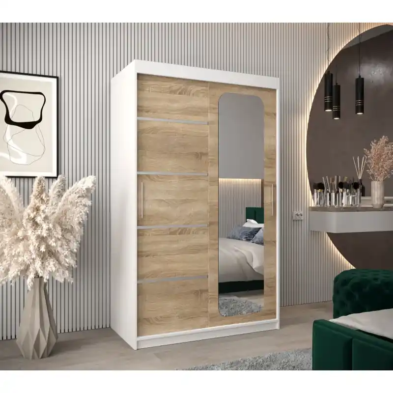 Zrcadlová skříň DONICELA 3 - 120 cm, bílá / sonoma Expresní Doručení