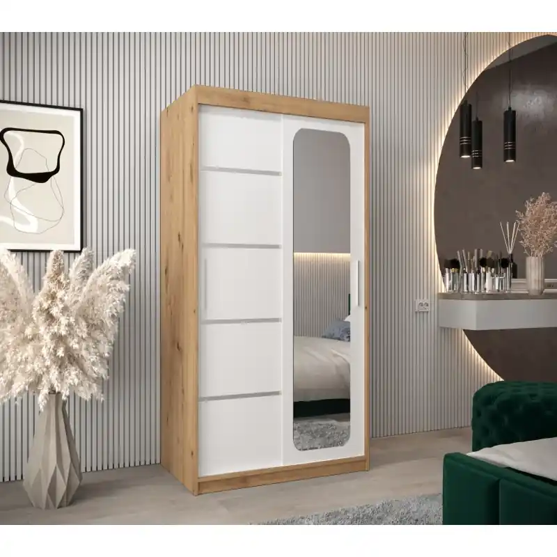Zrcadlová skříň DONICELA 3 - 100 cm, artisan / bílá Rychlé Dodání