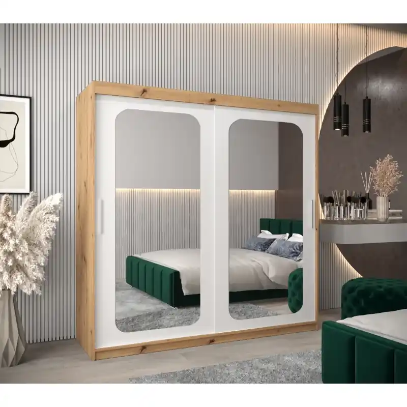 Zrcadlová skříň DONICELA 2 - 200 cm, artisan / bílá Speciální Cena