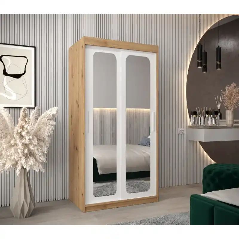 Zrcadlová skříň DONICELA 2 - 100 cm, artisan / bílá Rychlé Dodání