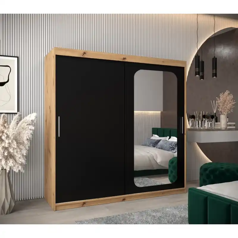 Zrcadlová skříň DONICELA 1 - 200 cm, artisan / černá Akce