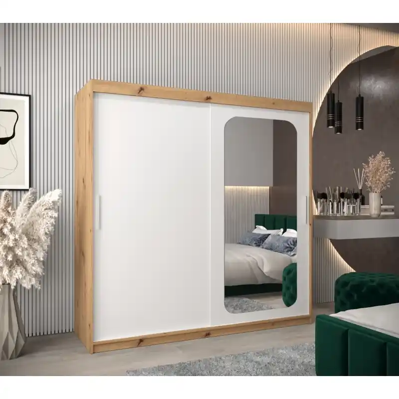 Zrcadlová skříň DONICELA 1 - 200 cm, artisan / bílá Nová Kolekce