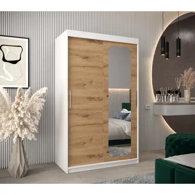 Zrcadlová skříň DONICELA 1 - 120 cm, bílá / artisan Novinka