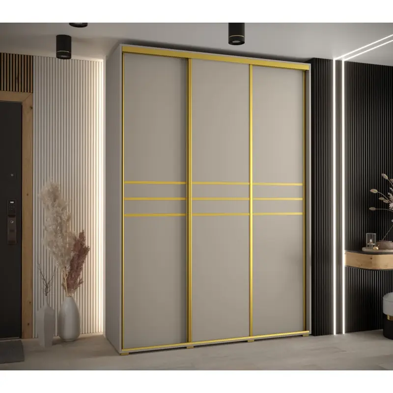 Akční Nabídka Šatní skříň INDIRA 10 - 170/60 cm, kašmír / zlatá