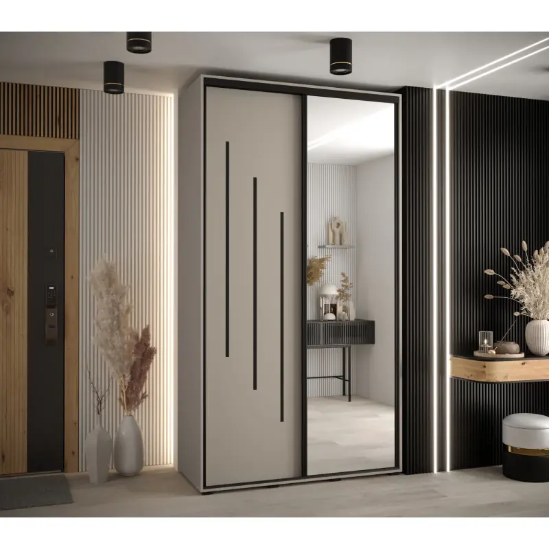Akční Nabídka Šatní skříň INDIRA 9 - 130/60 cm, kašmír / černá