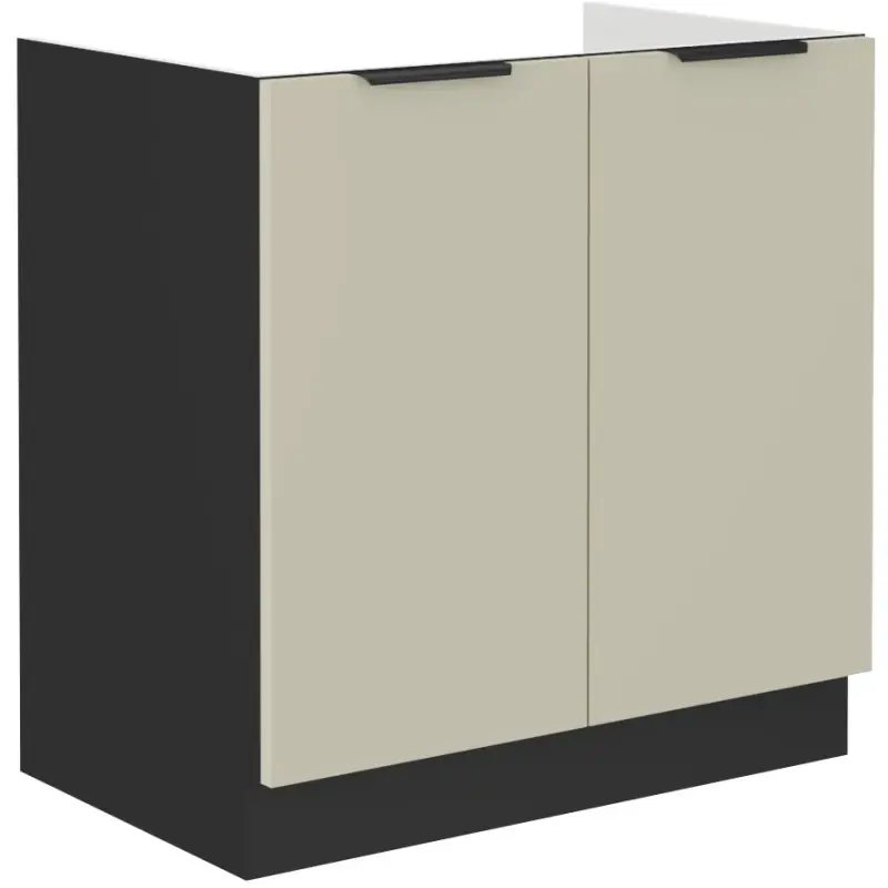 Dřezová skříňka AGAFIJA - šířka 80 cm, cashmere / černá Bezpečná Platba