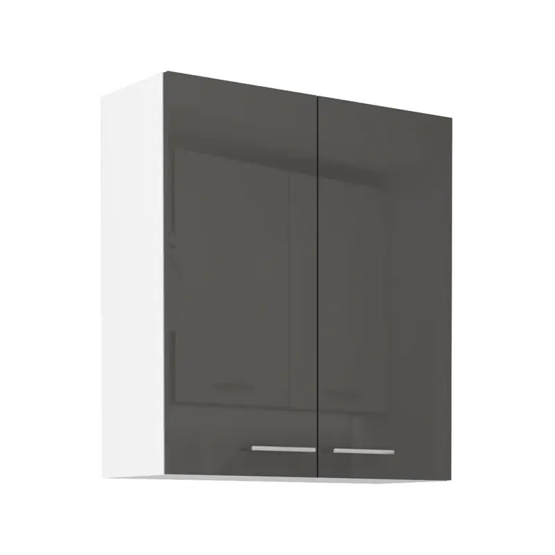 Vysoká horní skříňka LAJLA - šířka 80 cm, šedá / bílá Nová Kolekce